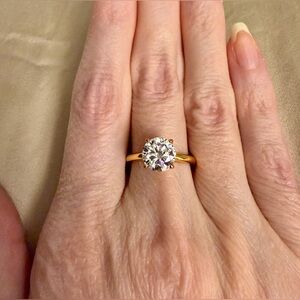 GRA 2ct Moissanite Diamond Ring | 14K Gold-Plated Over 925 Silver | Size 6